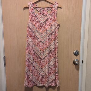 Aventura Size L Pink, Red, Coral Sleeveless Sundress w/ Shelf Bra